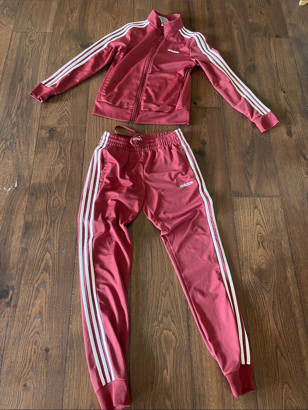 adidas Rose Pink Three-Stripe Track Jacket and Joggers